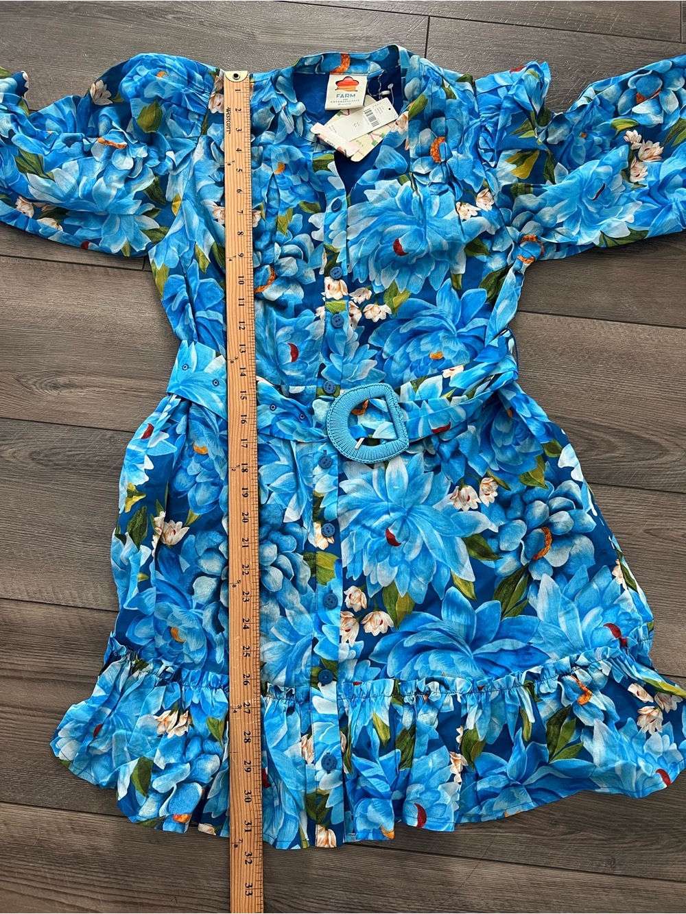 NWT Farm Rio x Anthropologie Long-Sleeve Mini Swing Dress Sz XS - Picture 5 of 8
